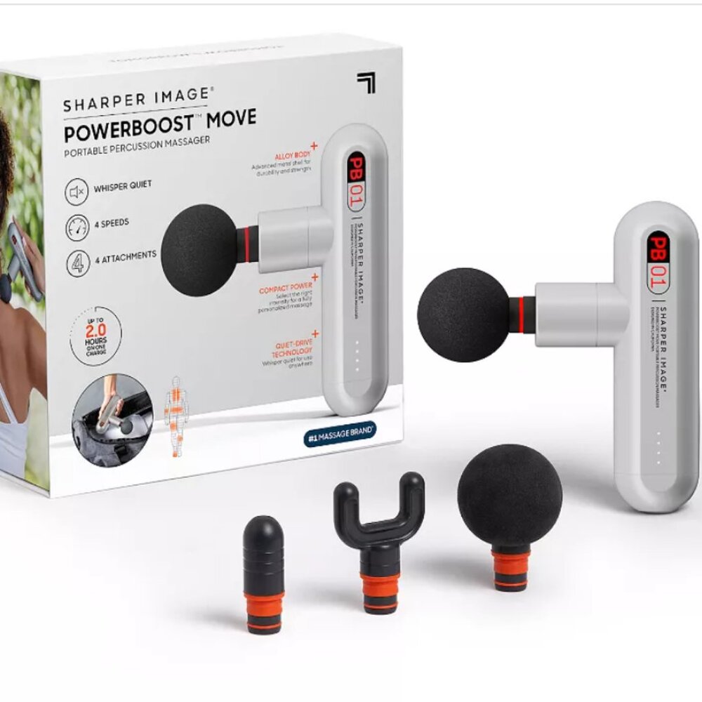 Sharper Image Powerboost Move Portable Percussion Massager Gray
